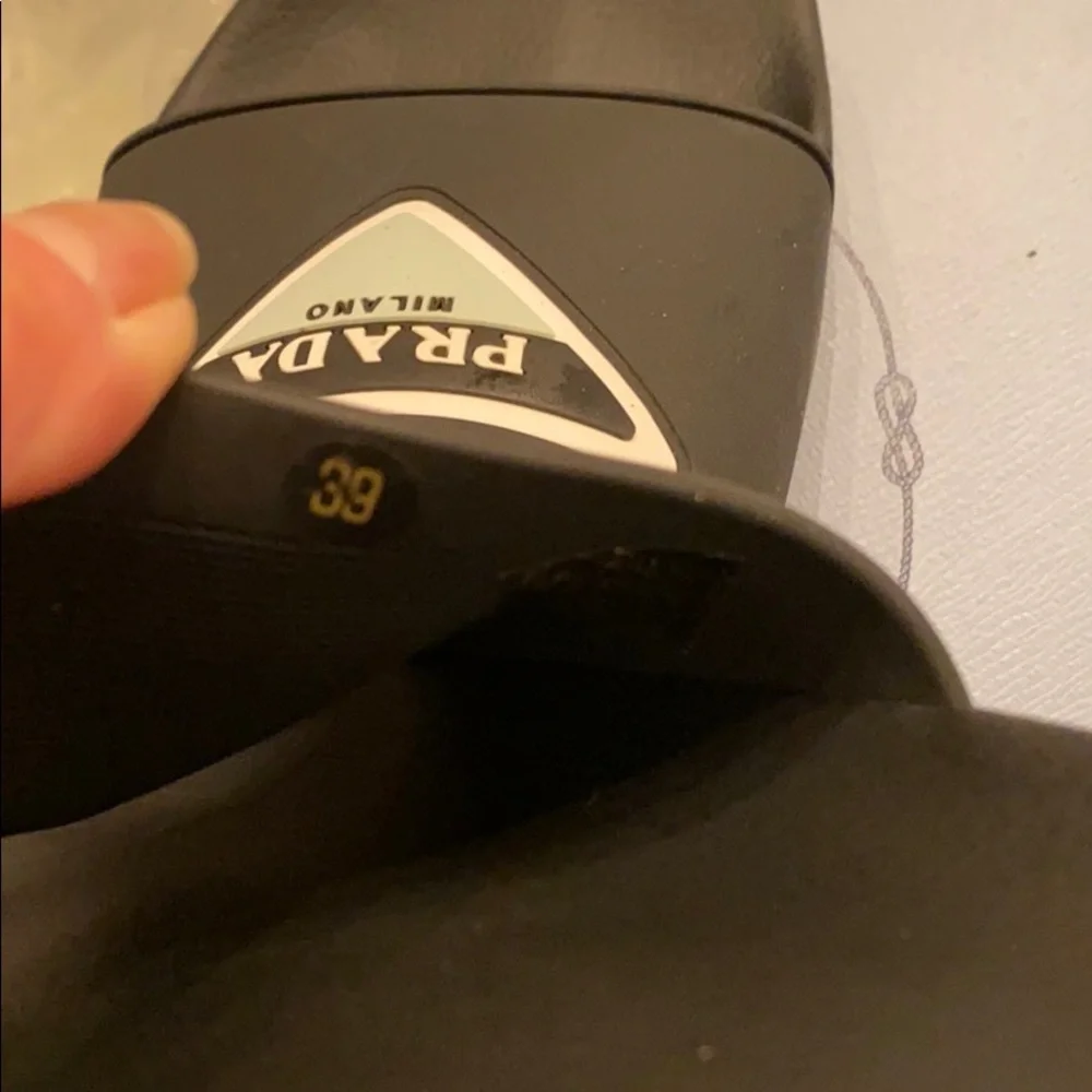 Prada Black Logo Slide Sandals - Picture 6 of 7